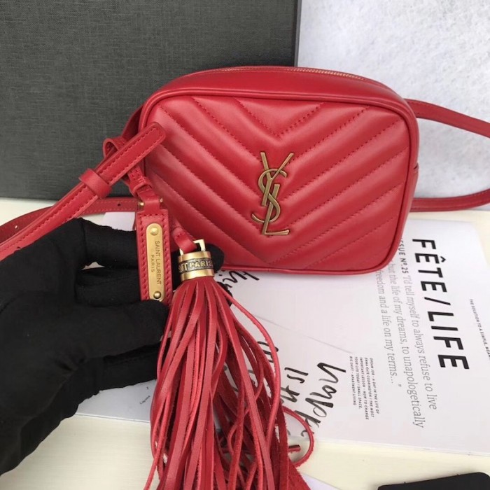 YSL Lou Belt Bag in Quilted Leather Red