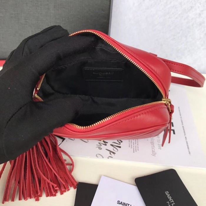 YSL Lou Belt Bag in Quilted Leather Red