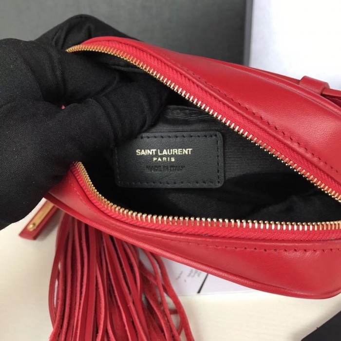 YSL Lou Belt Bag in Quilted Leather Red