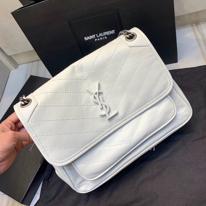 YSL Medium Niki Bag White