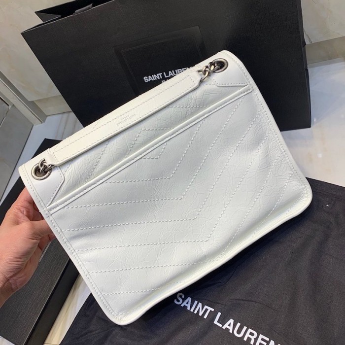 YSL Medium Niki Bag White