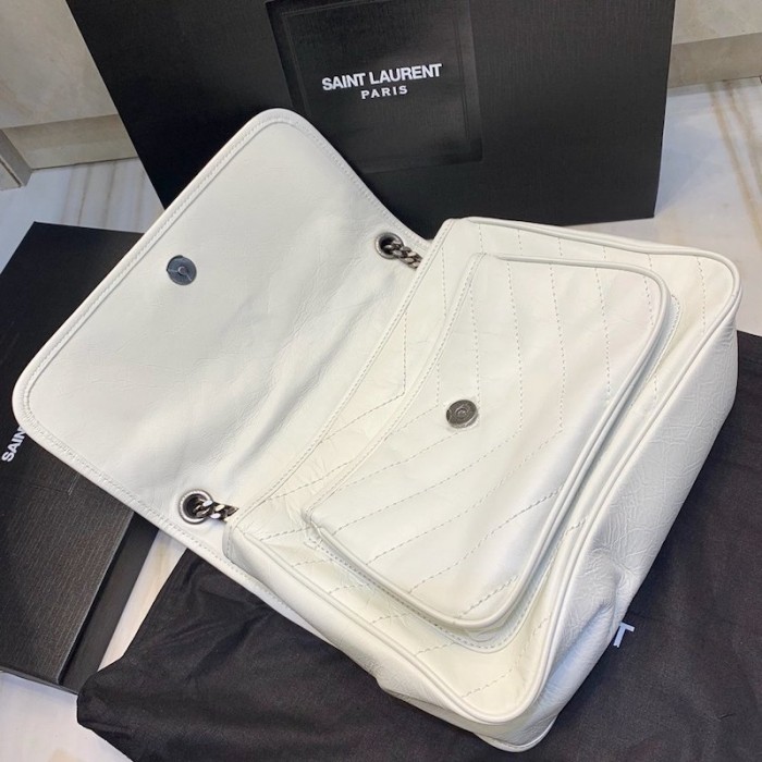 YSL Medium Niki Bag White