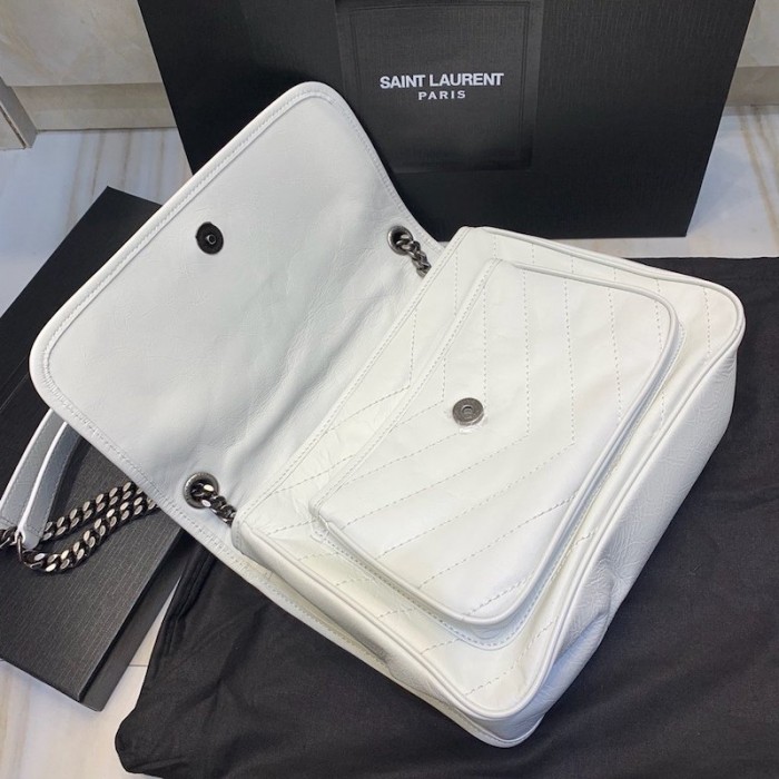 YSL Medium Niki Bag White
