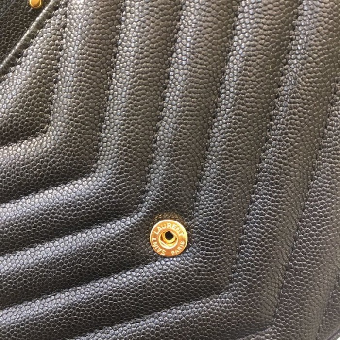 YSL Monogram Envelope Chain Bag Black with Gold