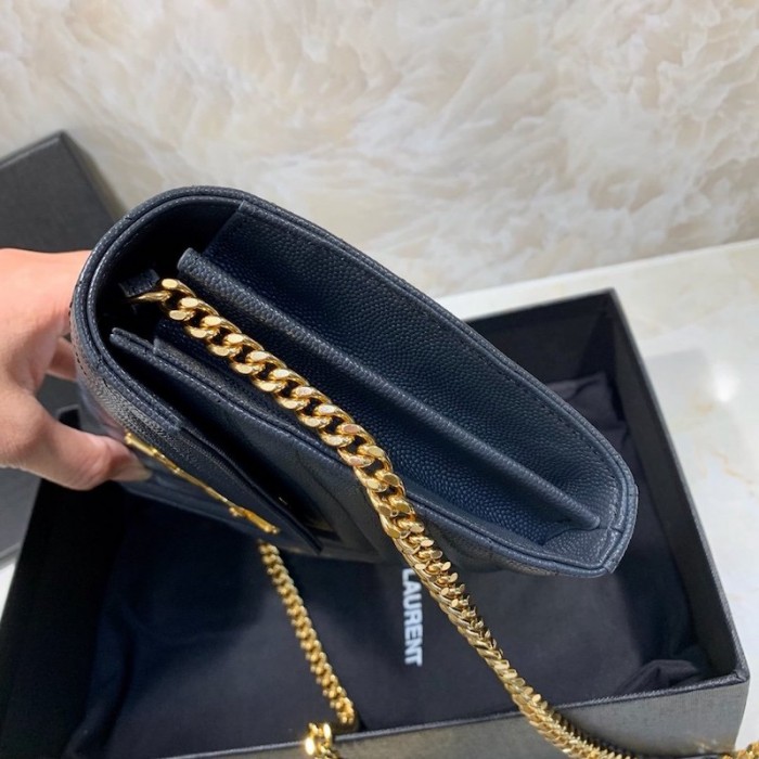 YSL Monogram Envelope Chain Bag Blue