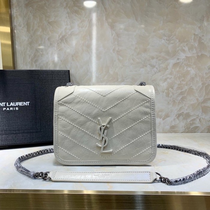 YSL Niki Chain Wallet Bag White