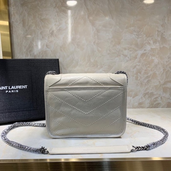 YSL Niki Chain Wallet Bag White