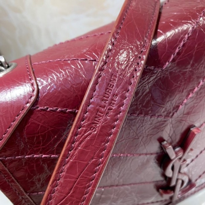 YSL Niki Chain Wallet Bag Burgundy
