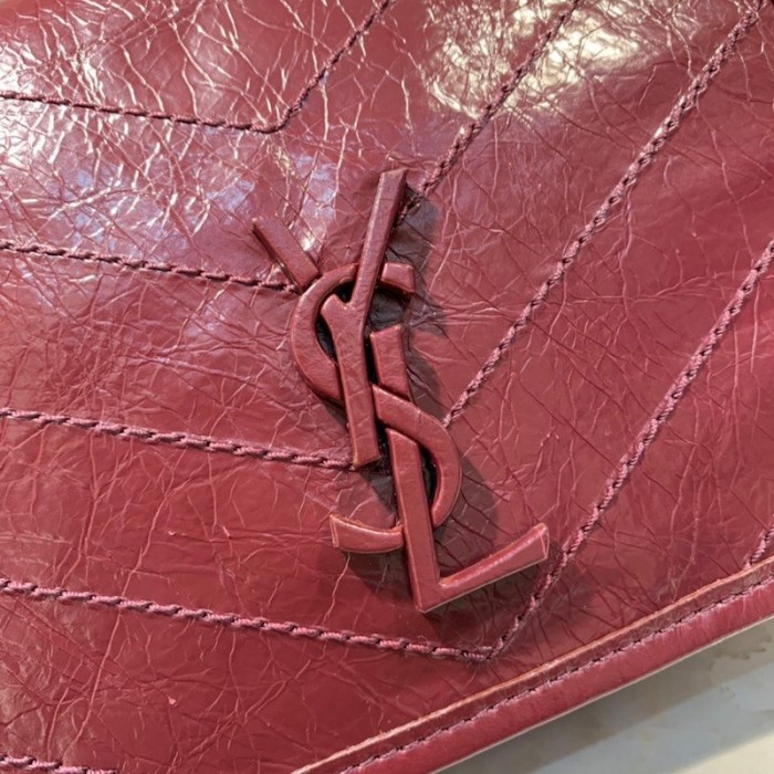 YSL Niki Chain Wallet Bag Burgundy