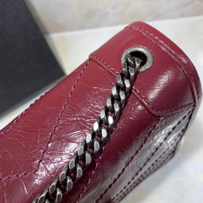 YSL Niki Chain Wallet Bag Burgundy