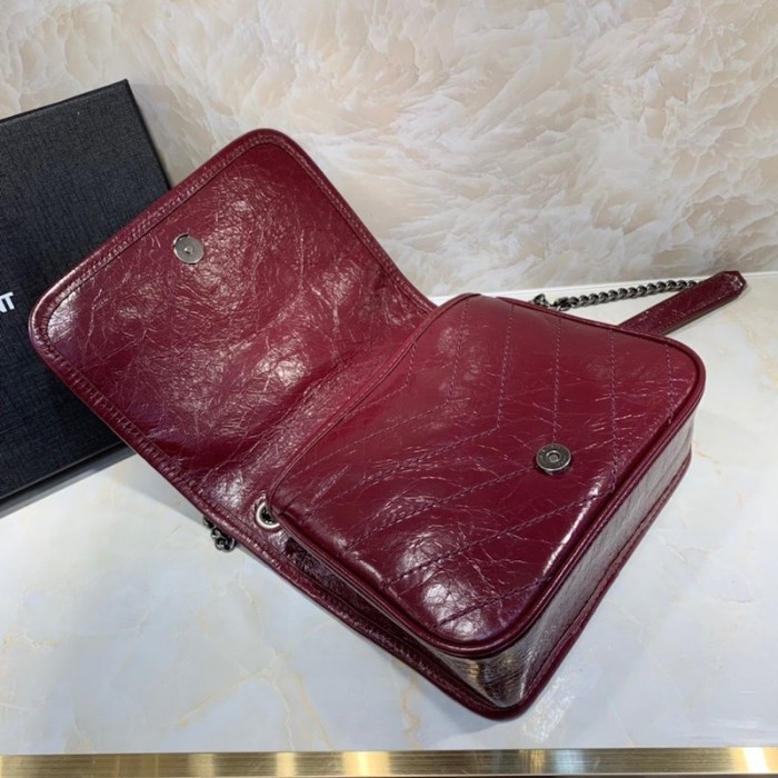 YSL Niki Chain Wallet Bag Burgundy