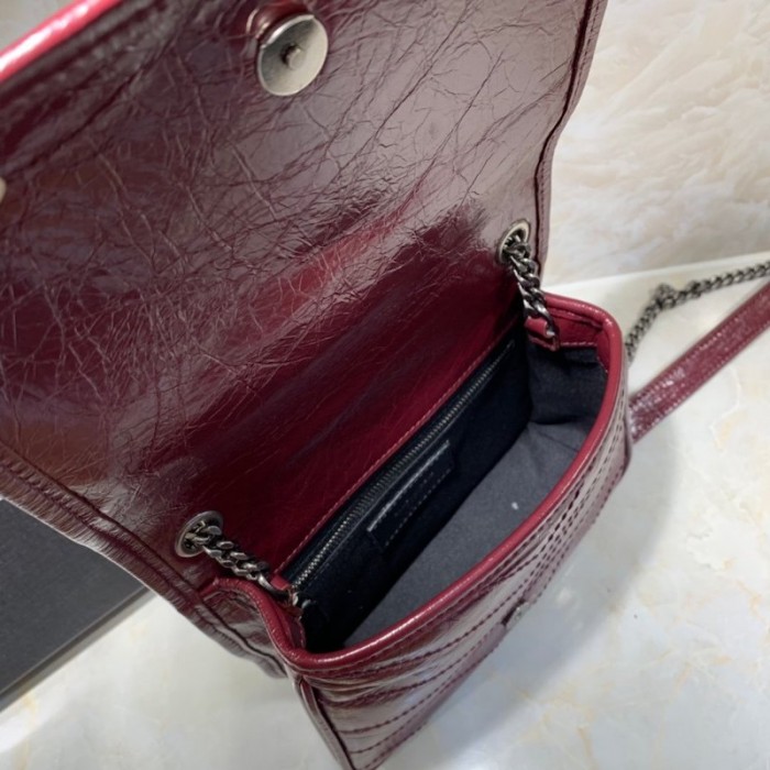 YSL Niki Chain Wallet Bag Burgundy