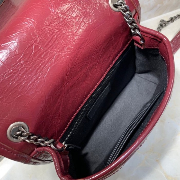 YSL Niki Chain Wallet Bag Burgundy