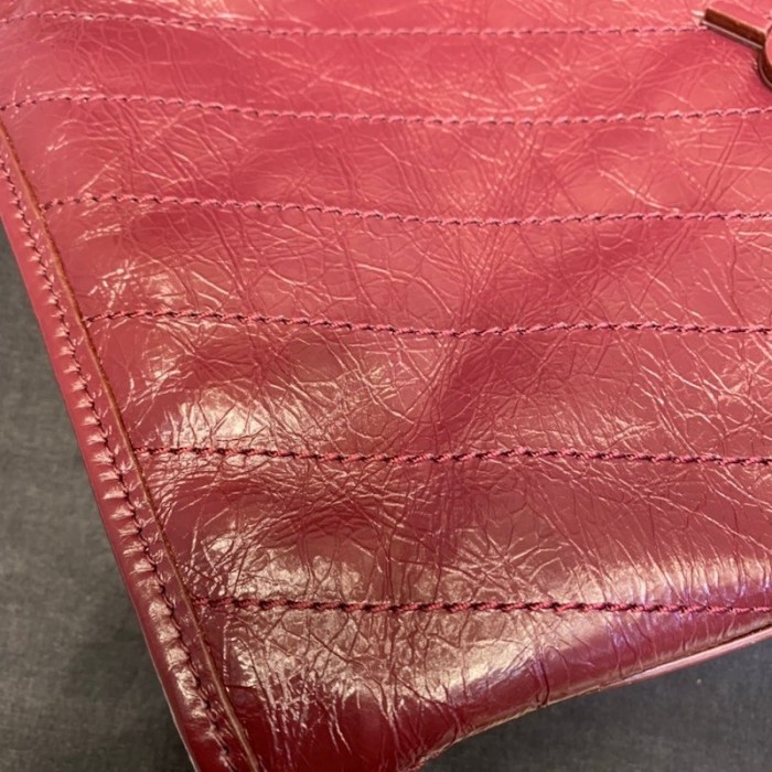 YSL Niki Medium Shopping Bag in Crinkled Vintage Leather Burgundy
