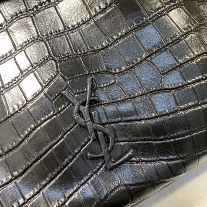 YSL Niki Shopping Tote Croc Bag Black