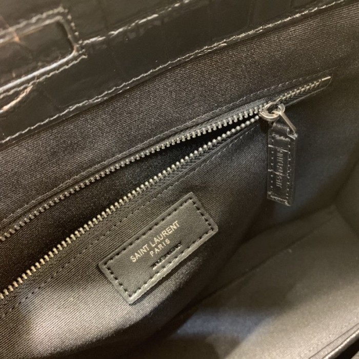 YSL Niki Shopping Tote Croc Bag Black