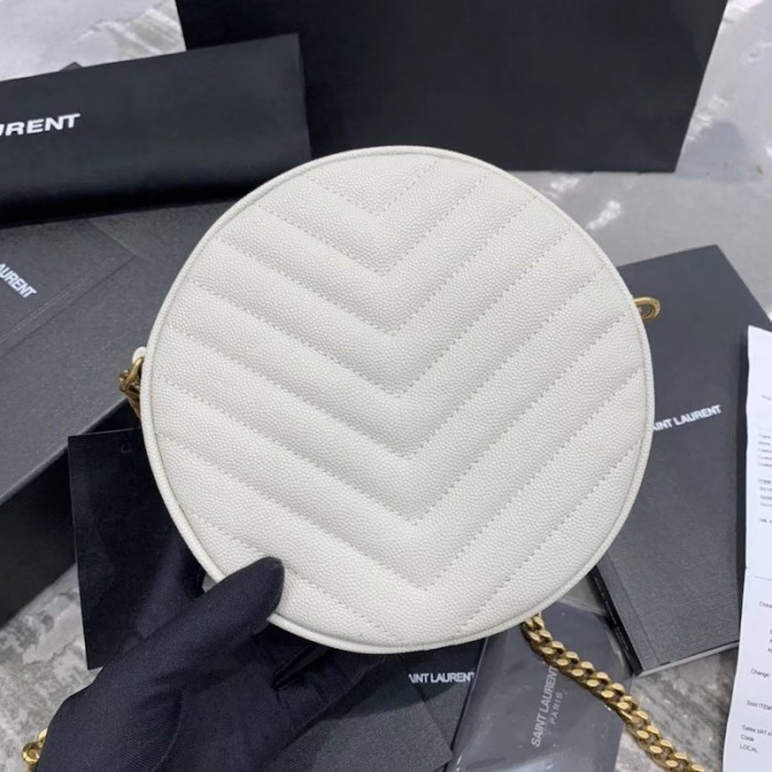 YSL Round Jade Camera Bag White