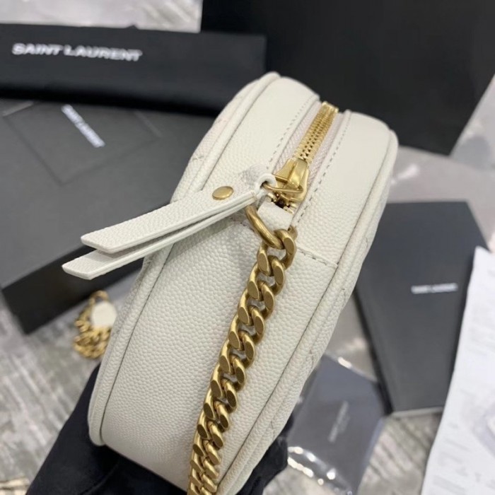 YSL Round Jade Camera Bag White