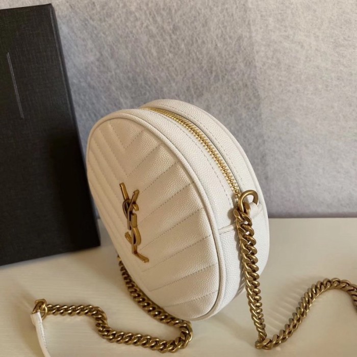 YSL Round Jade Camera Bag White