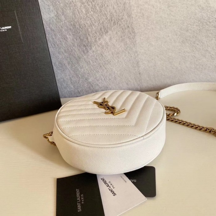 YSL Round Jade Camera Bag White