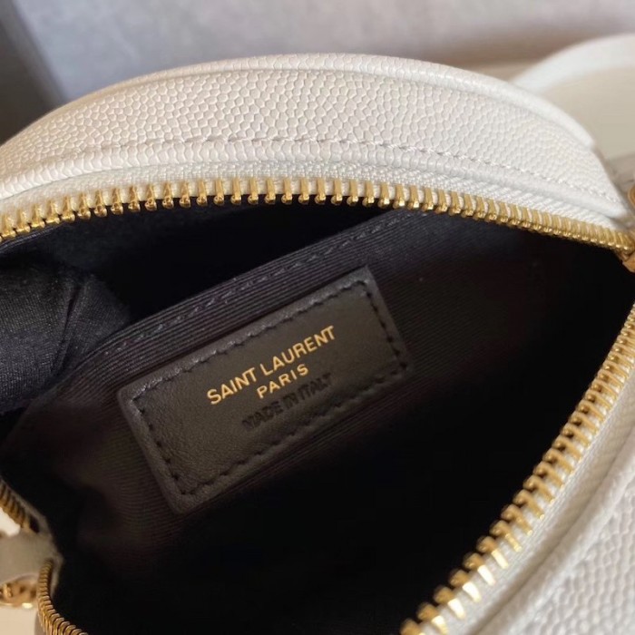 YSL Round Jade Camera Bag White