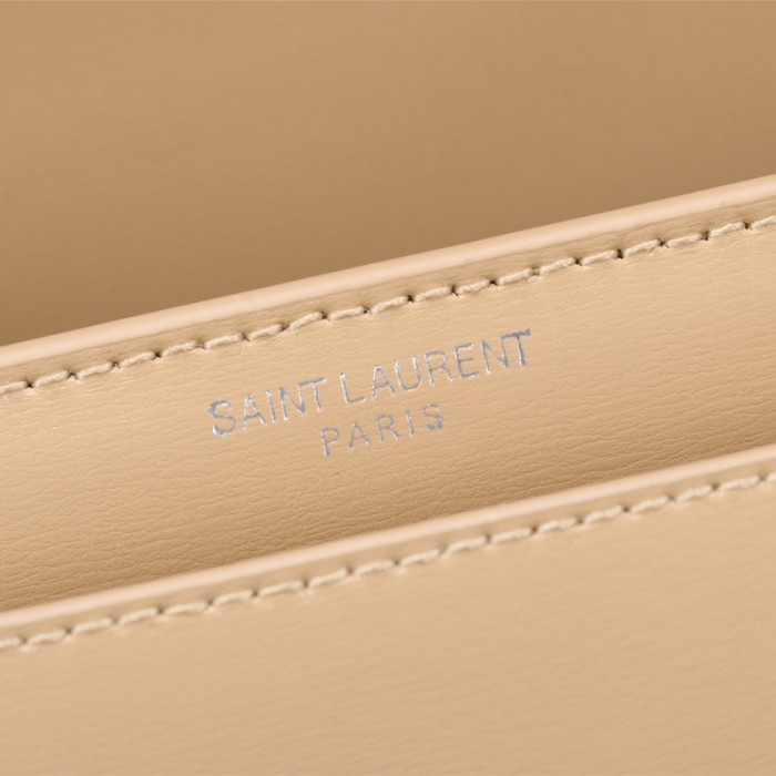 YSL Sunset Chain Leather Bag Beige with Silver