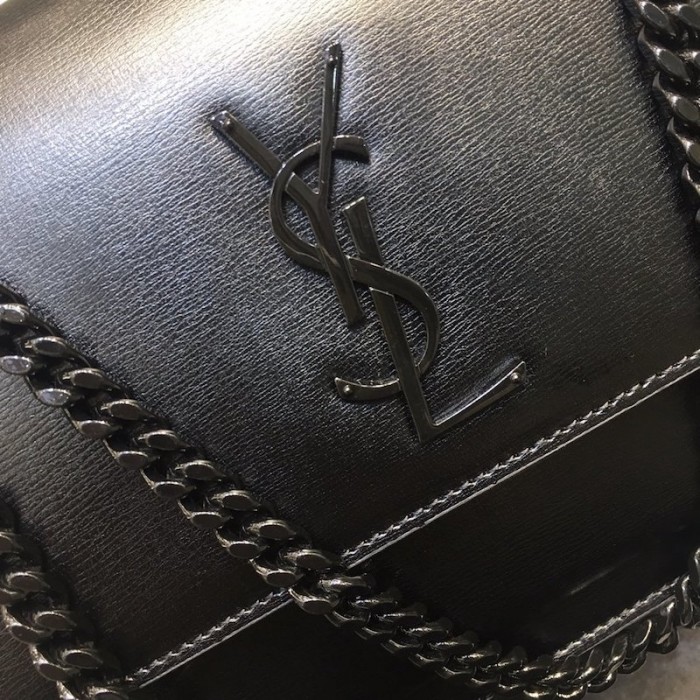 YSL Sunset Chain Leather Bag Black