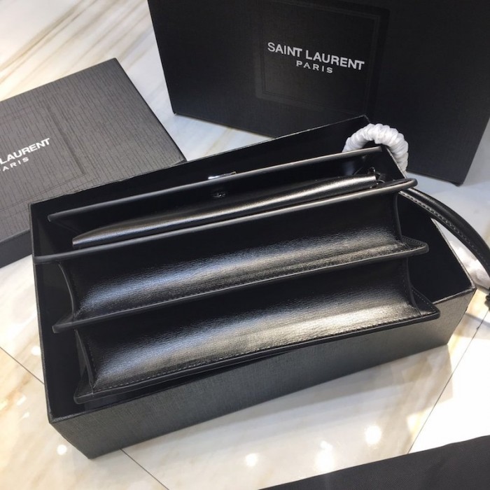 YSL Sunset Chain Leather Bag Black