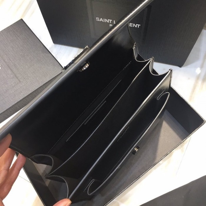 YSL Sunset Chain Leather Bag Black