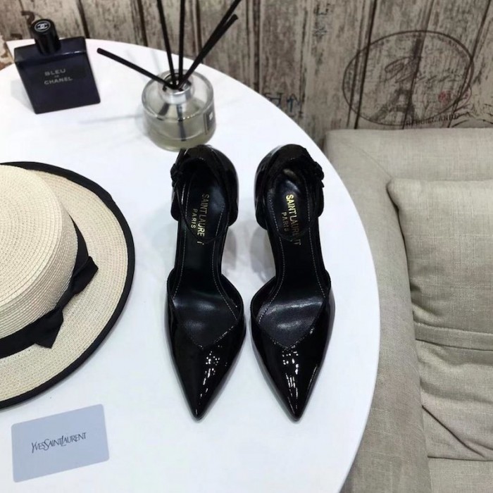 YSL Anja D Orsay Pumps in Patent Leather Black