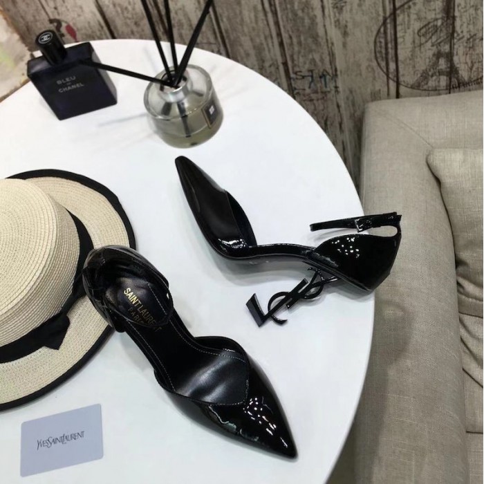 YSL Anja D Orsay Pumps in Patent Leather Black