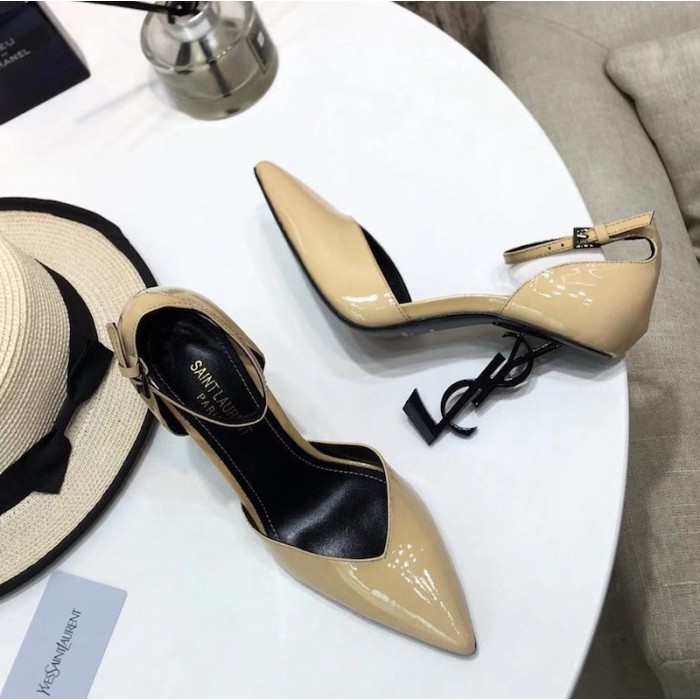 YSL Anja D Orsay Pumps in Patent Leather Nude