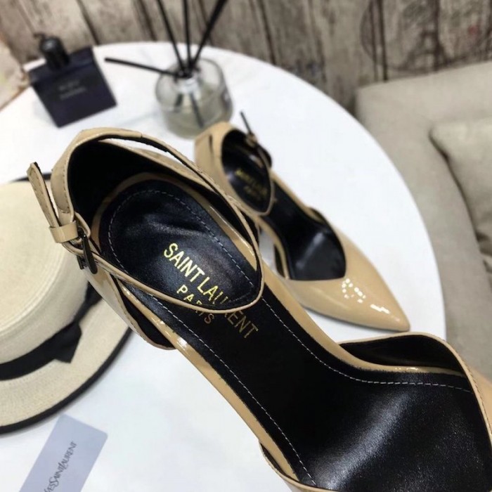 YSL Anja D Orsay Pumps in Patent Leather Nude