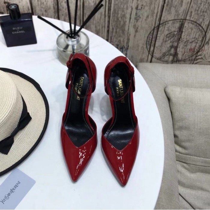 YSL Anja D Orsay Pumps in Patent Leather Red